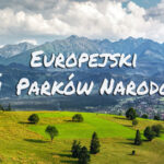 Napis Europejski Dzień Parków Narodowych na tle widoku z lotu ptaka na Tatrzański Park Narodowy