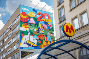 Antysmogowy mural przygotowany przez Lidl przy ul. Waryńskiego w Warszawie
